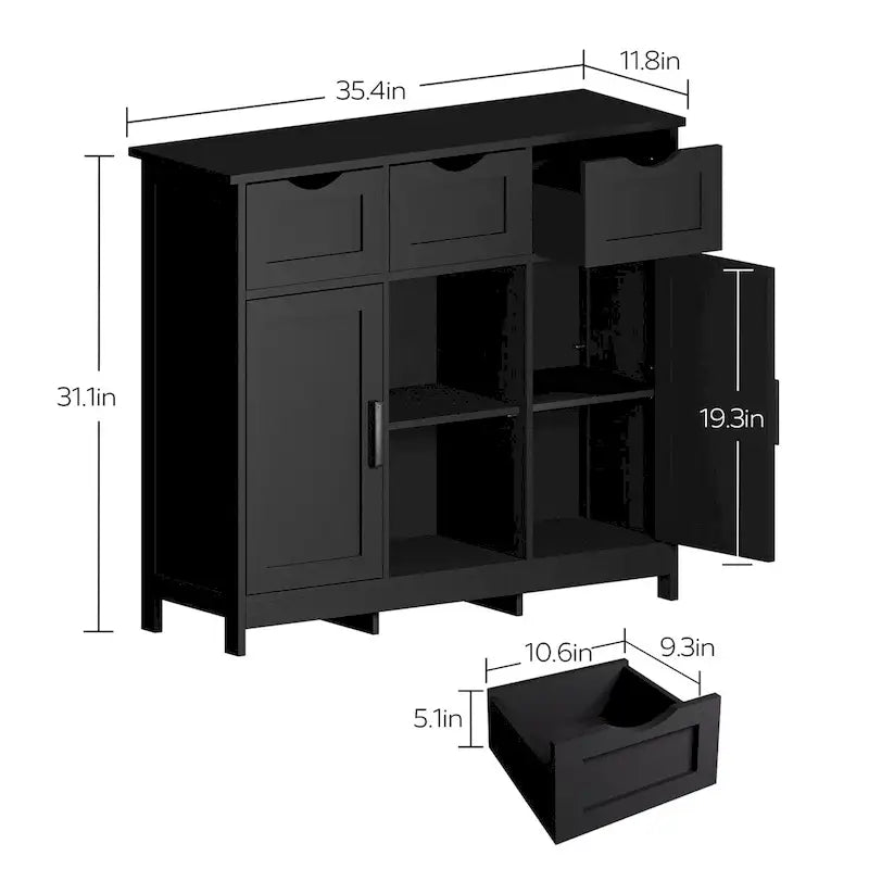 Meuble de rangement en bois avec tiroirs et étagères, Meuble d'appoint pour salon, chambre à coucher