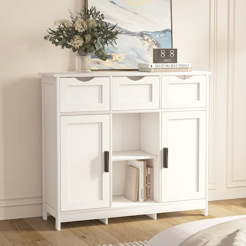 Meuble de rangement en bois avec tiroirs et étagères, Meuble d'appoint pour salon, chambre à coucher
