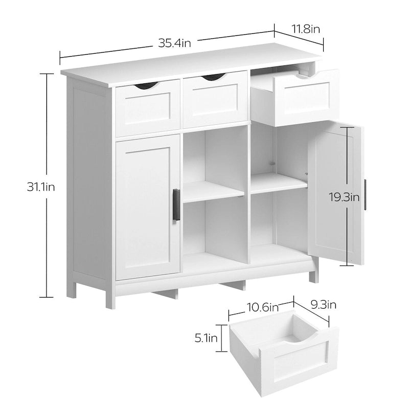 Meuble de rangement en bois avec tiroirs et étagères, Meuble d'appoint pour salon, chambre à coucher