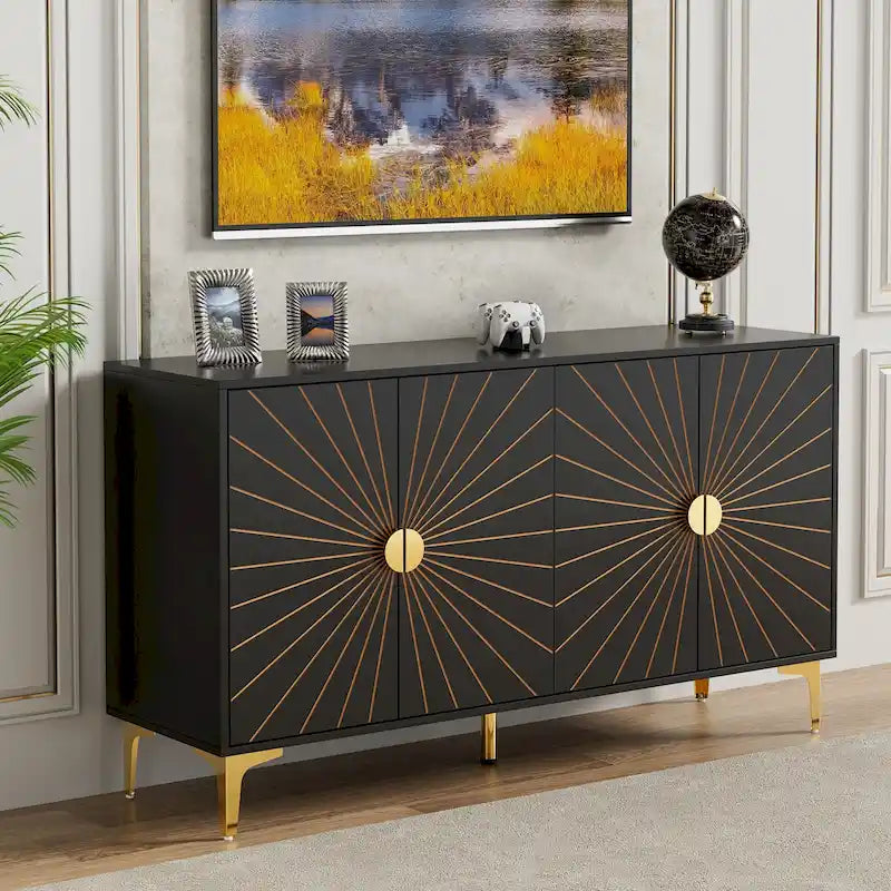 Sideboard Buffet Cabinet with Storage Four Door Adjustable Shelves Storage Cabinet Coffee Bar Cabinet