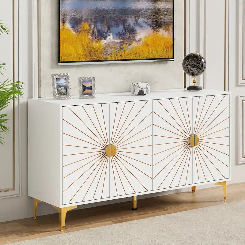 Buffet de salle à manger avec rangement, meuble à quatre portes avec étagères réglables, meuble de rangement, meuble de bar à café