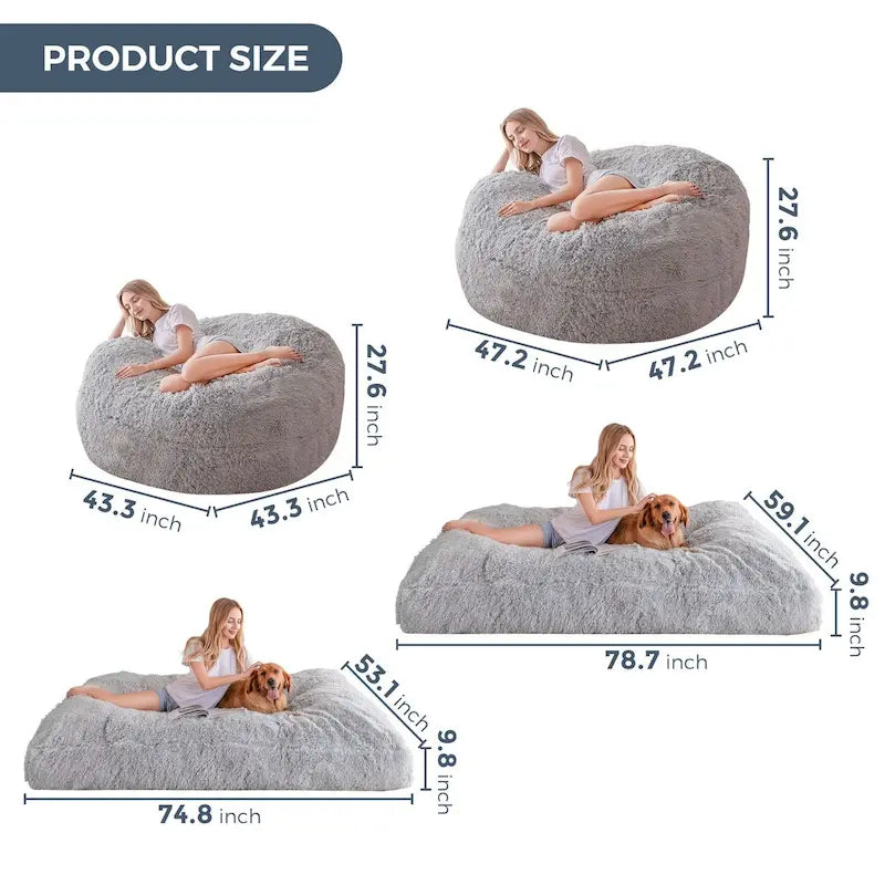 Grand pouf convertible passant de la chaise longue au matelas de sol