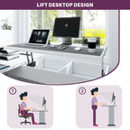 Modern Farmhouse Lift Top L-Shaped Desk with Charge Station, Corner Desk with File Drawers for Home Office