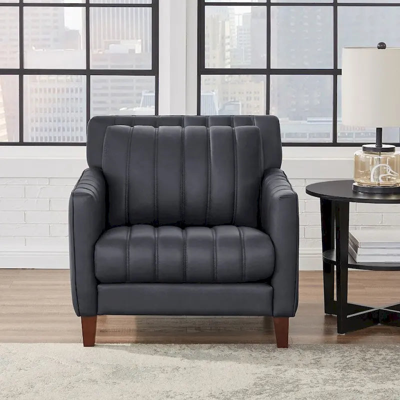 Ensemble canapé, causeuse et fauteuil en cuir pleine fleur Hydeline Ennis - Canapé, causeuse, fauteuil