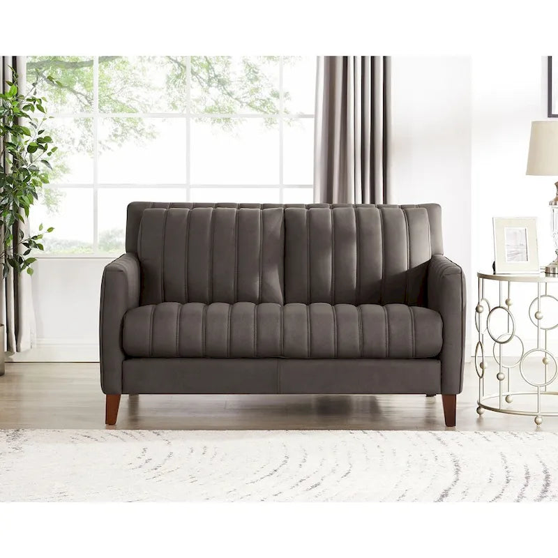 Ensemble canapé, causeuse et fauteuil en cuir pleine fleur Hydeline Ennis - Canapé, causeuse, fauteuil