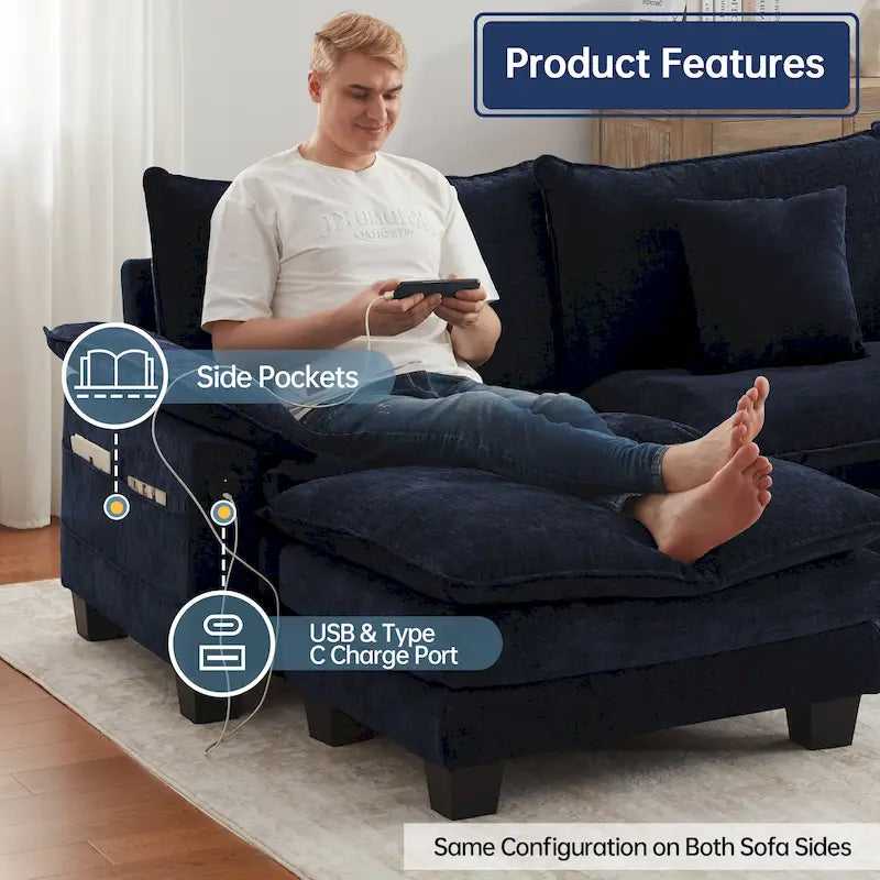 Modular Sectional Sofa Set Convertible Sectional Sleeper Sofa with Chaise for Apartment