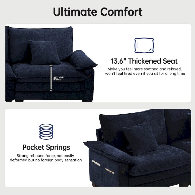 Modular Sectional Sofa Set Convertible Sectional Sleeper Sofa with Chaise for Apartment