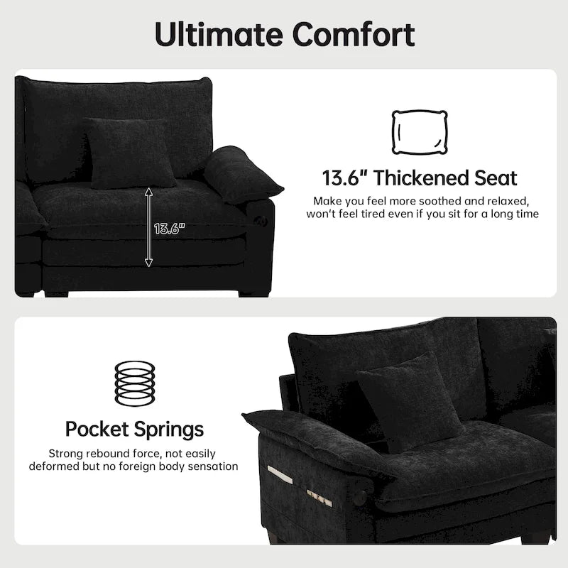 Modular Sectional Sofa Set Convertible Sectional Sleeper Sofa with Chaise for Apartment