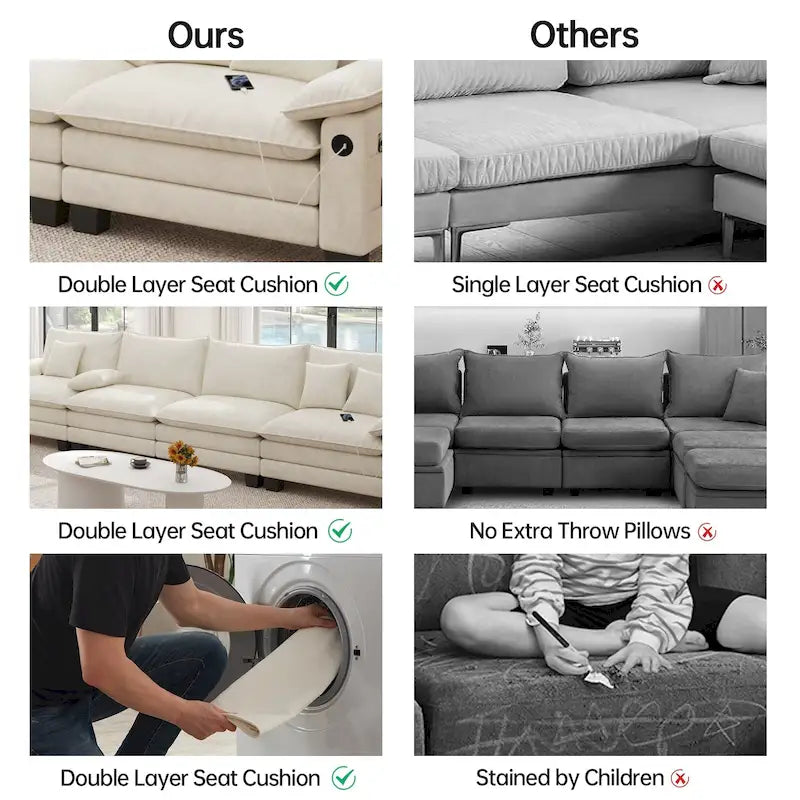 Modular Sectional Sofa Set Convertible Sectional Sleeper Sofa with Chaise for Apartment