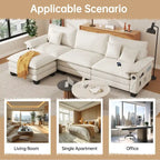 Modular Sectional Sofa Set Convertible Sectional Sleeper Sofa with Chaise for Apartment
