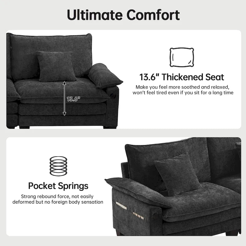 Modular Sectional Sofa Set Convertible Sectional Sleeper Sofa with Chaise for Apartment