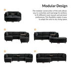 Sofá Seccional Modular con Almacenamiento Debajo del Asiento, Mesa Incorporada y Patas de Madera Maciza