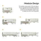 Sofá Seccional Modular con Almacenamiento Debajo del Asiento, Mesa Incorporada y Patas de Madera Maciza