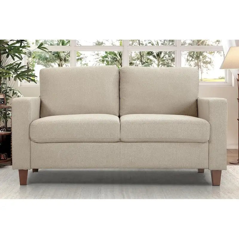 Miles Mid Century Modern Loveseat 2 Seater Sofa Couch with Reversible Back Pillows Large