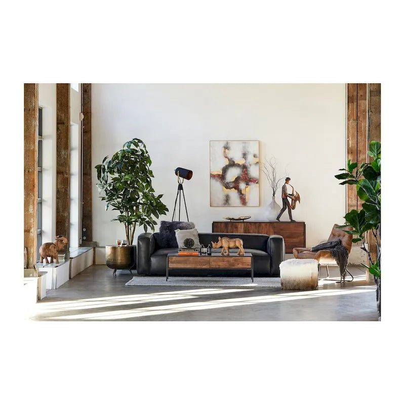 Mesa auxiliar rústica de aluminio estilo tambor - 19 pulgadas de ancho x 19 pulgadas de profundidad x 18 pulgadas de alto