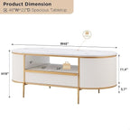 Modern Luxury Fluted Coffee Table, Center Table with Faux Marble Top