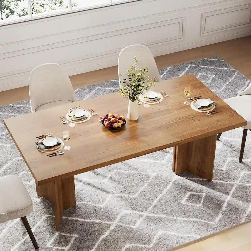 Farmhouse Wood Rectangular Dinner Dining Table for Kitchen Dining Room