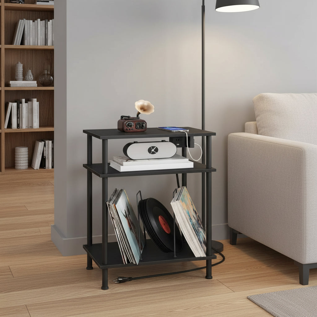 3 Tier Record Player Stand - 15.7L x 11.8W x 29.1H
