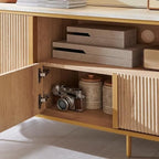 Modern Luxury TV Stand, Entertainment Cente, with Faux Marble Top