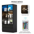 Display Storage Cabinet,Display Cabinet with Tempered Glass Doors, Showcase with 4-Tier Storage Shelves