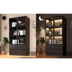 Display Storage Cabinet,Display Cabinet with Tempered Glass Doors, Showcase with 4-Tier Storage Shelves