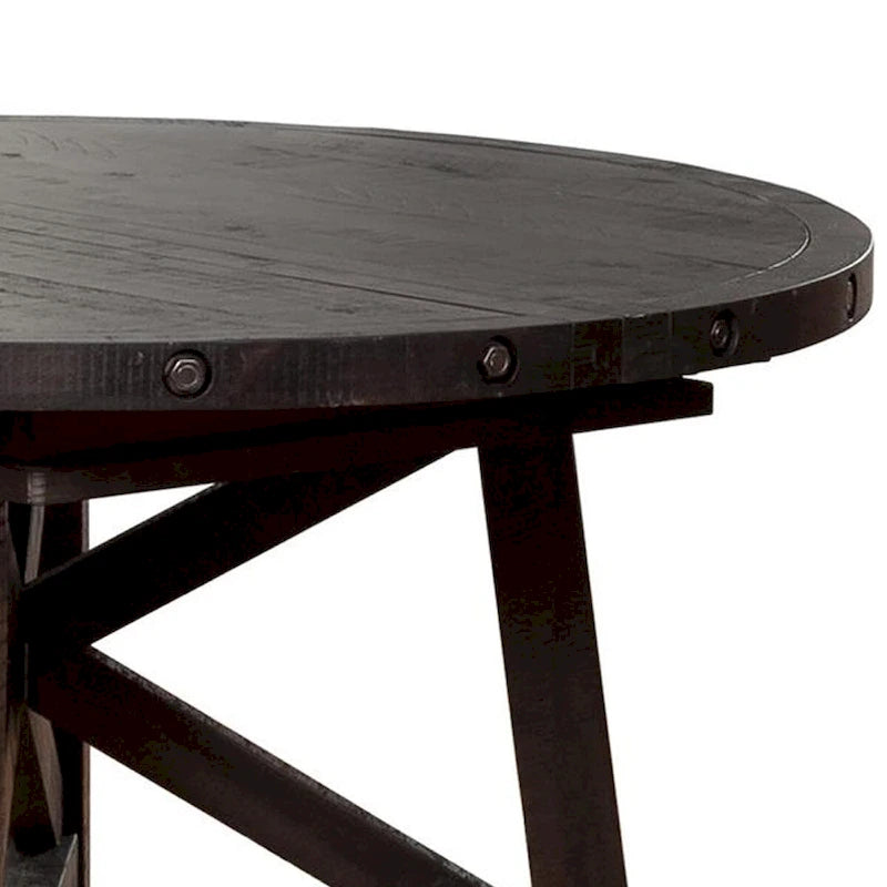 Mesa de comedor extensible redonda de 54 a 72 pulgadas, madera de acacia, marrón oscuro
