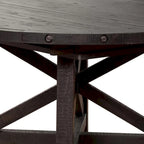 Mesa de comedor extensible redonda de 54 a 72 pulgadas, madera de acacia, marrón oscuro