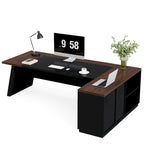 Bureau de direction en L de 78,7 pouces avec tiroirs et classeur latéral