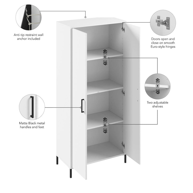 Essence Tall Storage Cabinet with Doors by Bush Furniture