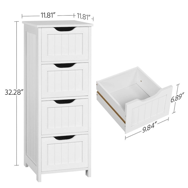 Meuble de Rangement Slim de Salle de Bain Yaheetech avec 4 Tiroirs