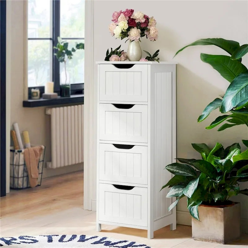 Meuble de Rangement Slim de Salle de Bain Yaheetech avec 4 Tiroirs