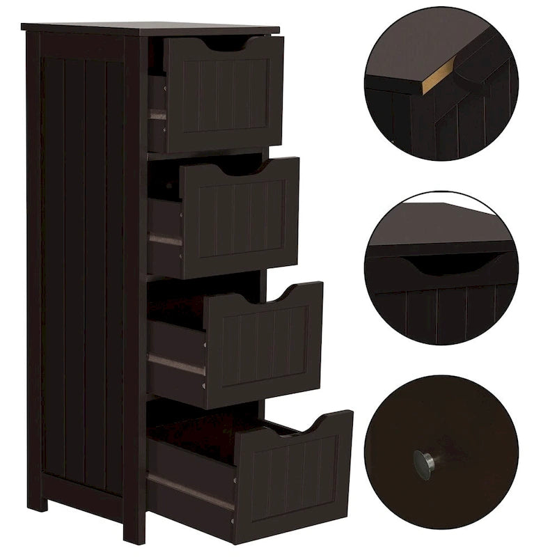 Meuble de Rangement Slim de Salle de Bain Yaheetech avec 4 Tiroirs