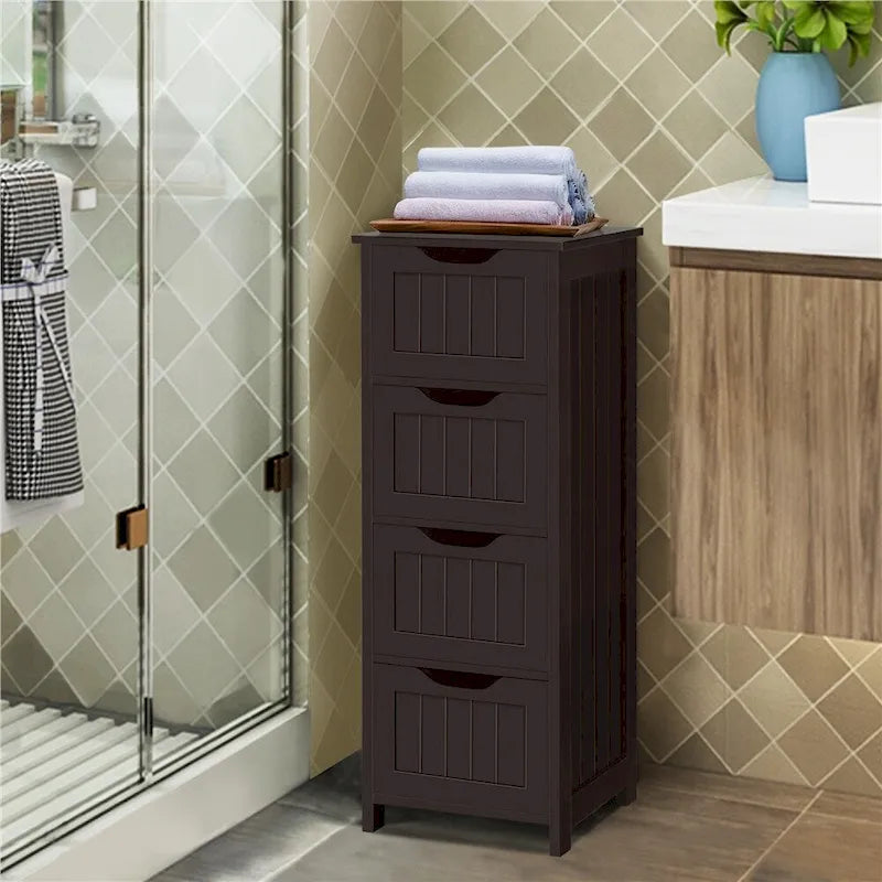 Meuble de Rangement Slim de Salle de Bain Yaheetech avec 4 Tiroirs