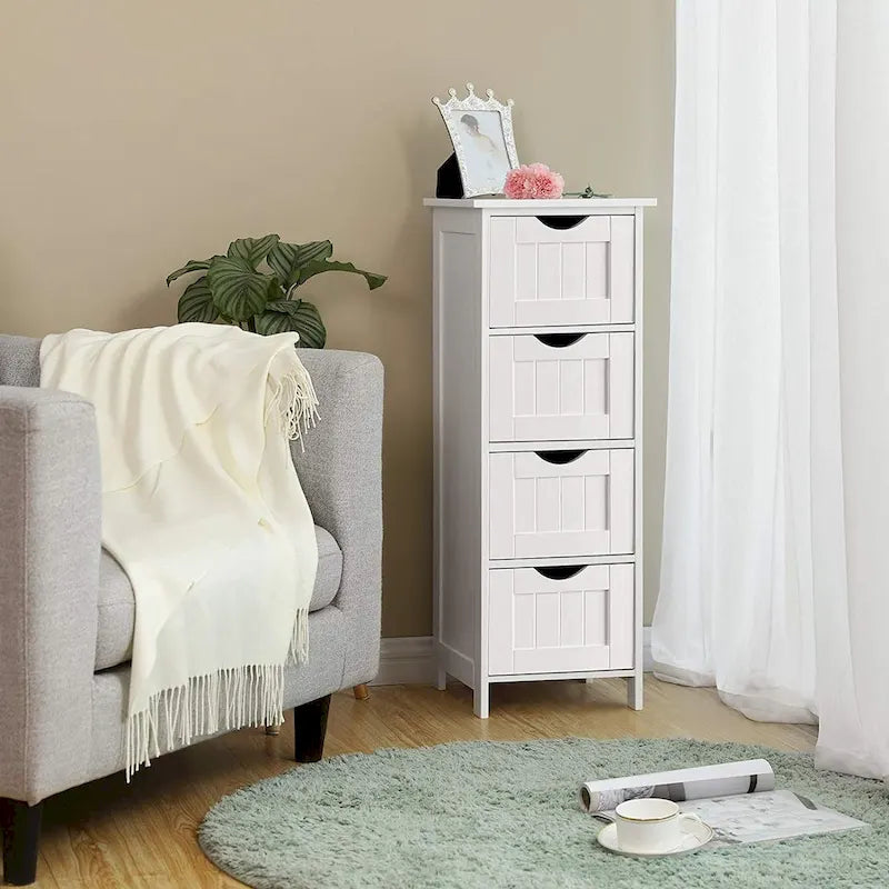 Meuble de rangement de salle de bain blanc, meuble de bureau autoportant avec tiroirs - 30L x 30l x 82H cm