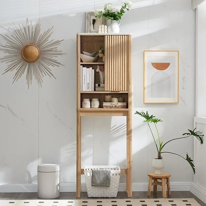 68 Tall Modern Over The Toilet Storage Cabinet, Tall Wood Space Saver - N/A