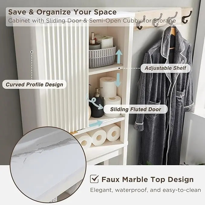 68 Tall Modern Over The Toilet Storage Cabinet, Tall Wood Space Saver - N/A