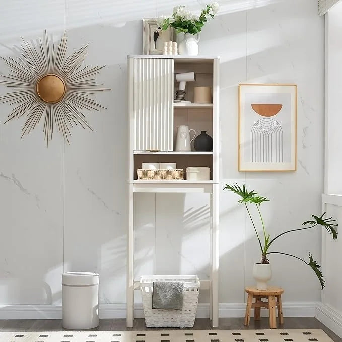 68 Tall Modern Over The Toilet Storage Cabinet, Tall Wood Space Saver - N/A