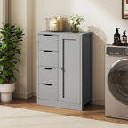 Futzca Bathroom Floor Storage Cabinet, Freestanding Pantry Cabinet with 4 Drawers and 1 Door
