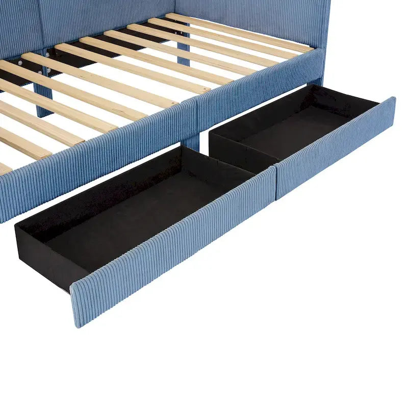 Twin Size Upholstered Corduroy Daybed with Drawers
