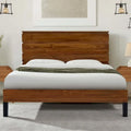 Queen Size Solid Wood Platform Bed with Six-Piece Headboard