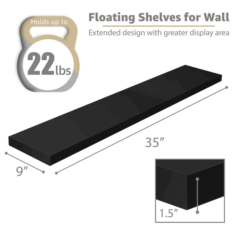Sorbus Long Floating Shelves for Wall Set of 2 - 35L x 9W x 1.5H