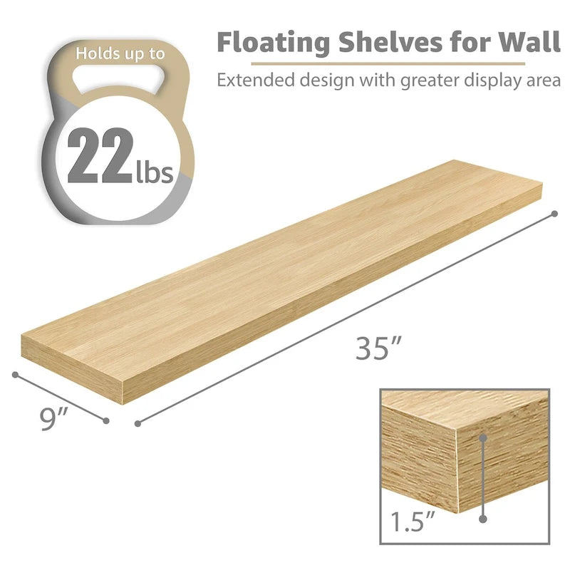 Sorbus Long Floating Shelves for Wall Set of 2 - 35L x 9W x 1.5H