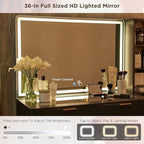 Modern Makeup Vanity Desk with HD Lighted Mirror, Dressing Table