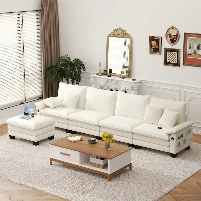 Living Room Furniture Sets, Modular Sectional Sofa Set with Ottoman for Living Room, Convertible Sofa Couch