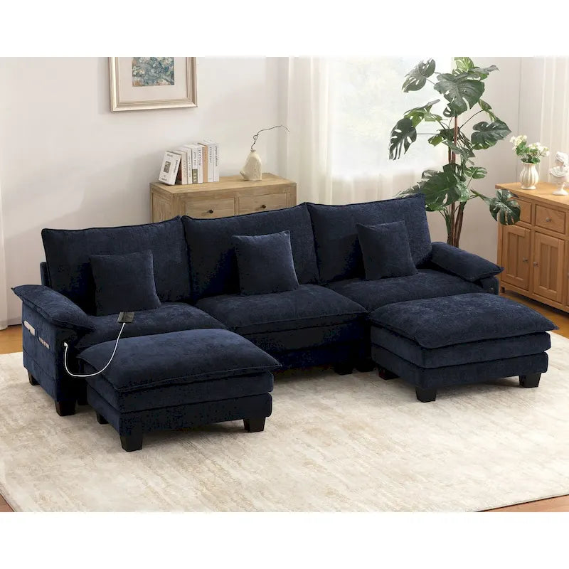 Living Room Furniture Sets, Modular Sectional Sofa Set with Ottoman for Living Room, Convertible Sofa Couch