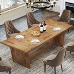 Table de salle à manger de style rustique de 180 cm pour 6 à 8 personnes avec pied central solide