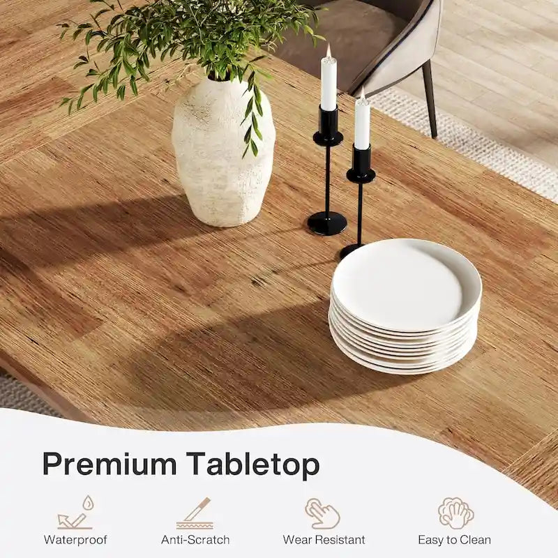 Table de salle à manger de style rustique de 180 cm pour 6 à 8 personnes avec pied central solide