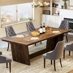 Table de salle à manger de style rustique de 180 cm pour 6 à 8 personnes avec pied central solide