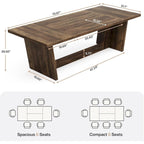 Table de salle à manger de style rustique de 180 cm pour 6 à 8 personnes avec pied central solide
