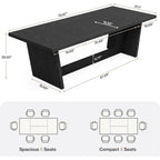 Table de salle à manger de style rustique de 180 cm pour 6 à 8 personnes avec pied central solide